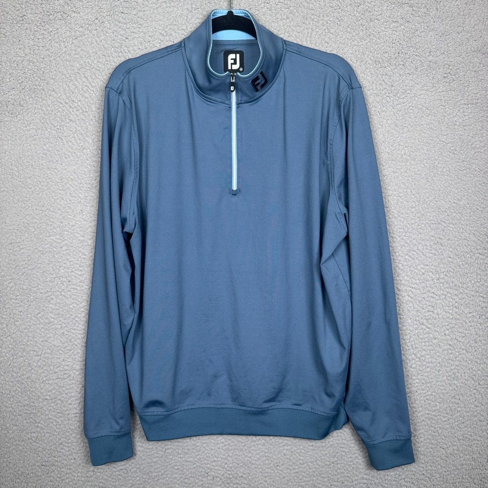 FootJoy Sweater Mens M Ink Blue Half Zip‎ Gathered Waist Pullover Performance